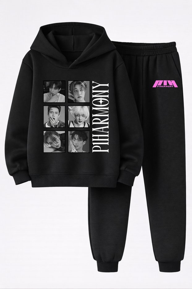 P1 Harmony K-Pop Group Printed 3-Yarn Quality Sweatshirt and Sweatpants Children's Top-Bottom Set