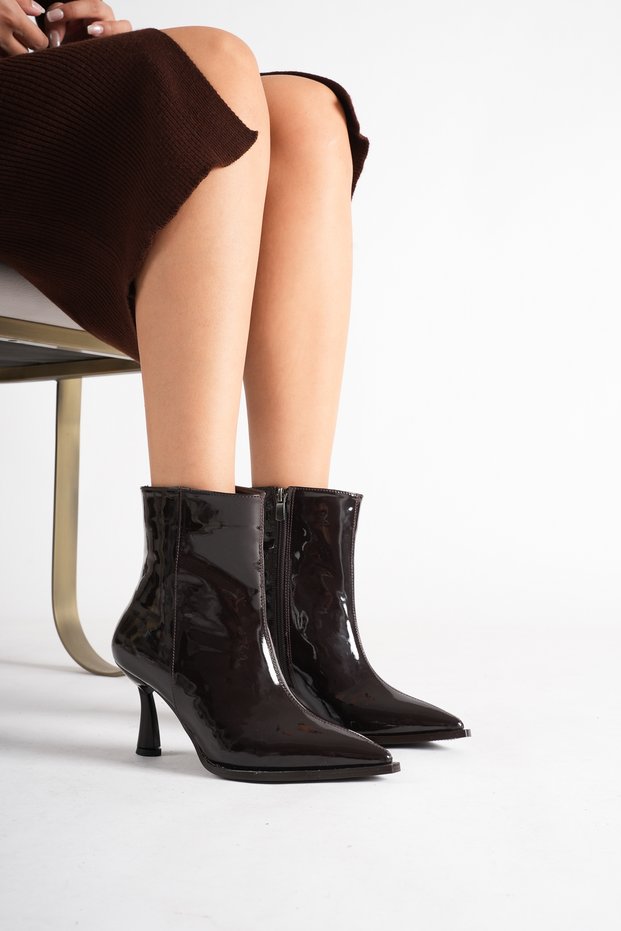 Women's Short Side Zipper Heeled Boots[8cm]