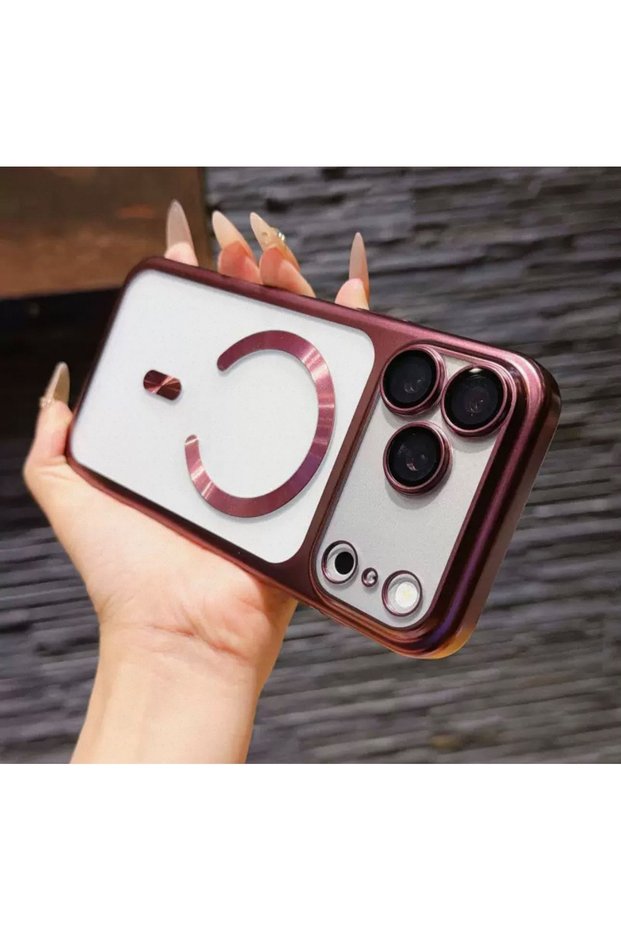 iPhone 18 Pro Case with Full Camera Protection, Magsafe Supported, Orange Edge, Transparent Back Cover