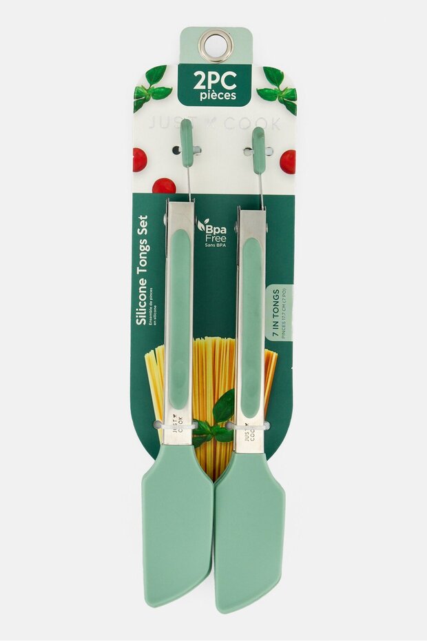 2 Pcs Mini Silicone Tongs, Sage Green