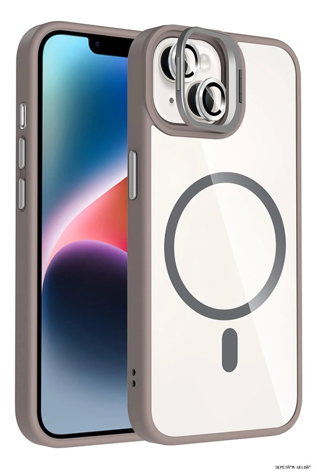 Spt-Gld iPhone 14 Cover with Remim Lens and Magsafe Stand - (192524) Titanium Gray