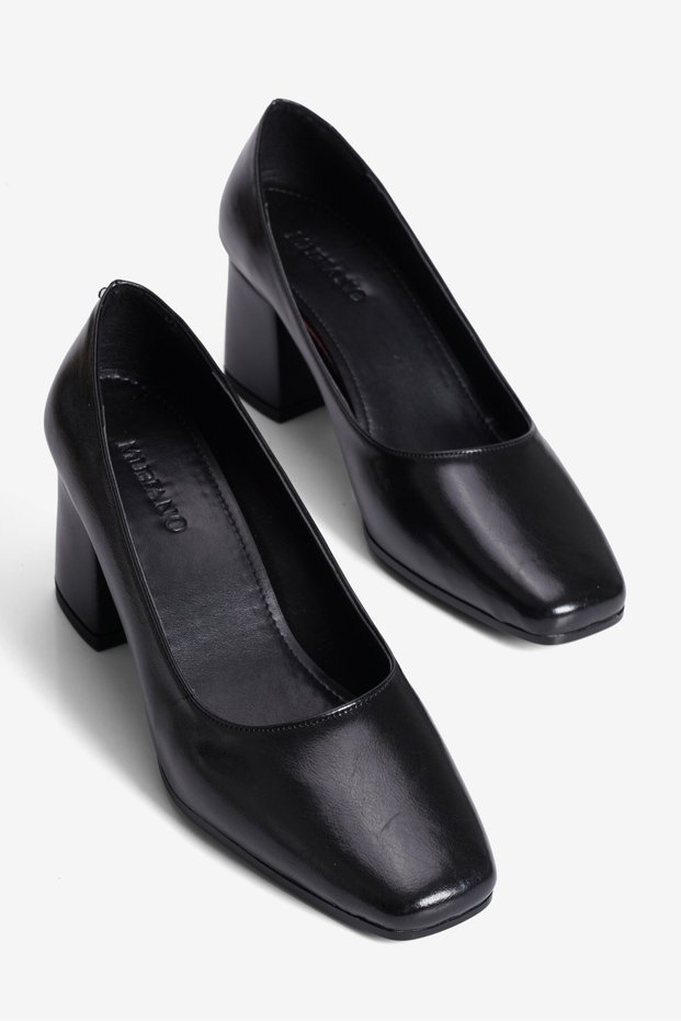 Women's High Heel Shoes Square Toe Thick Heel Sima Black