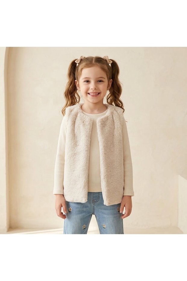 Girl's Soft Textured Plush Vest
