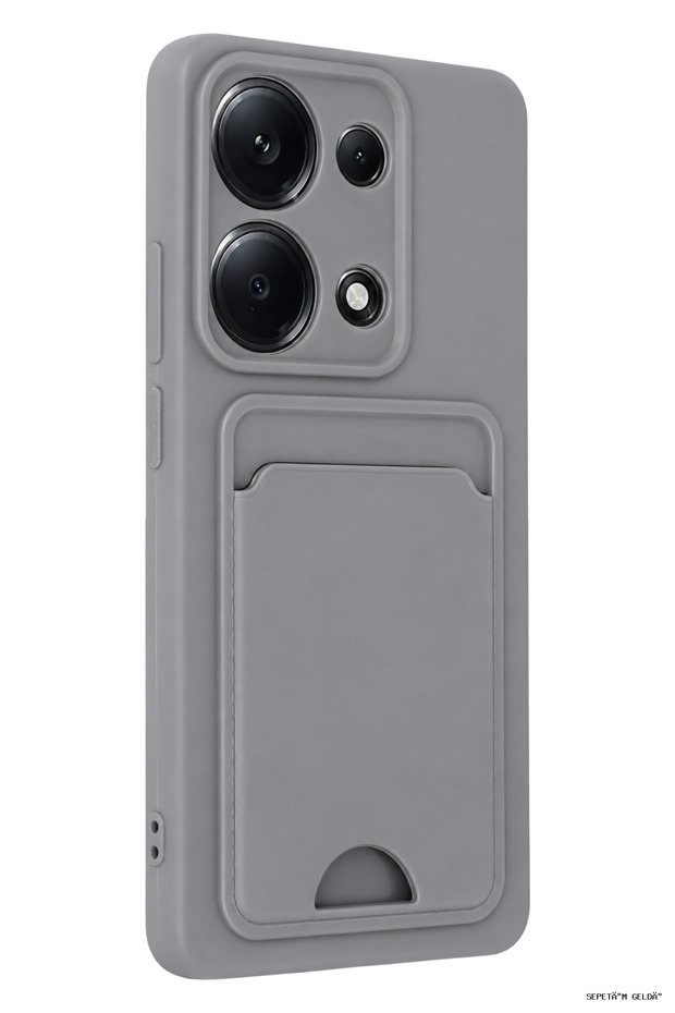 Spt-Gld Newface Redmi Note 13 Pro 4g Case Kelvin Silicone with Business Card Holder (195250) - Gray
