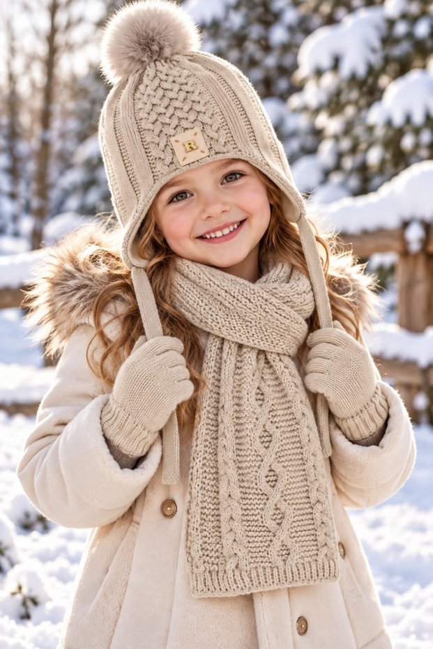 Ki̇tti̇ 26170-06 Girls 4-8 Years Old Scarf, Beanie, Gloves Set