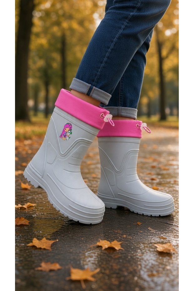 Children's Eva Rain Boots with Fur Inside, Waterproof and Patterned