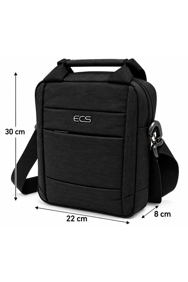 Ecs Gray Men's Shoulder Bag with Adjustable Strap, Daily Use Crossbody Bag, Large Size