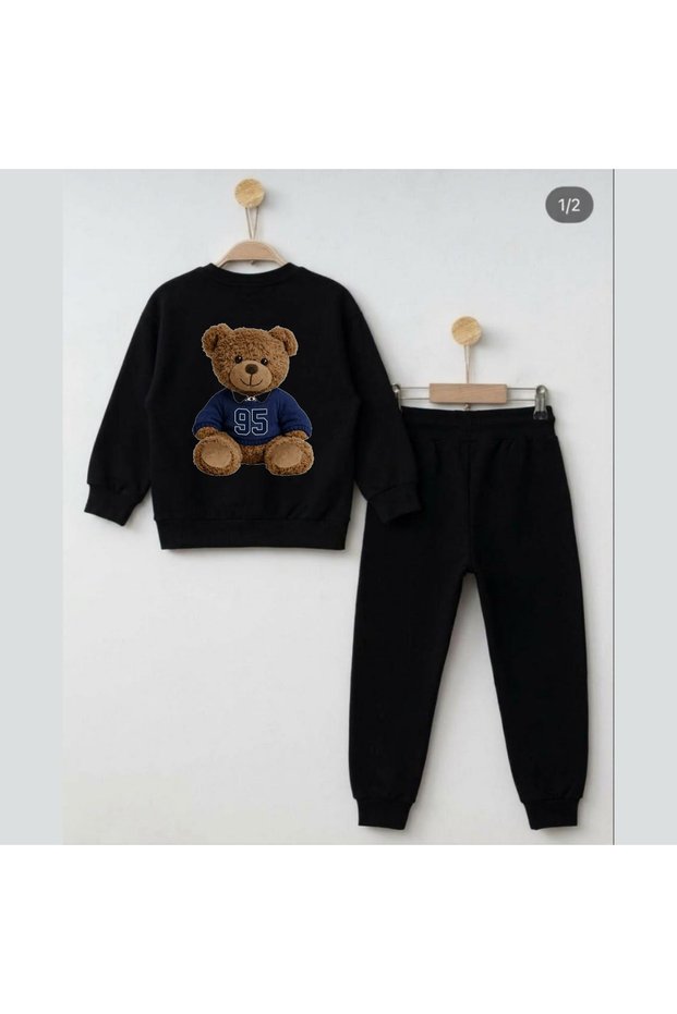 Team Sweatshirt Teddy Bear 95Printed Girls' and Boys' Crew Neck