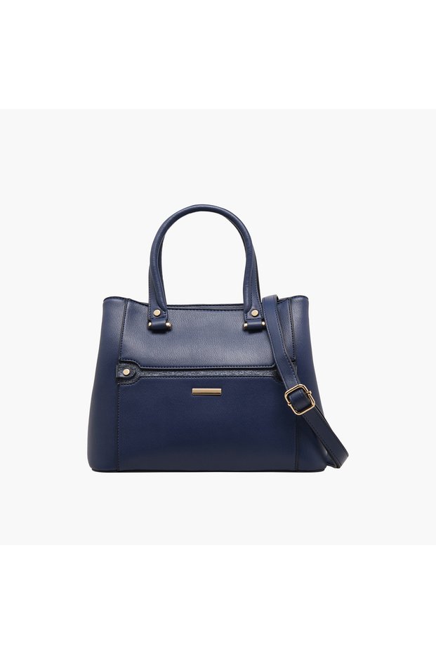 Solid Tote Bag with Detachable Strap