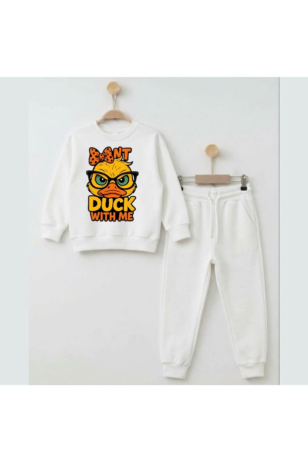 Team Sweatshirt Stylish Duck Print Girls Boys Crew Neck