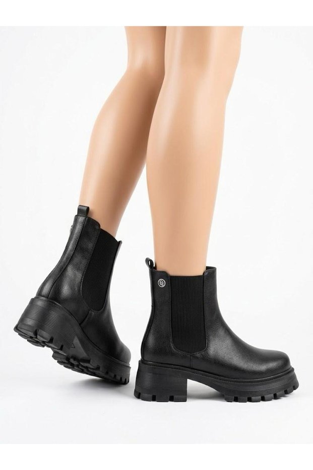 Women's Black Ultra Light Platform Sole Elastic Casual Boots