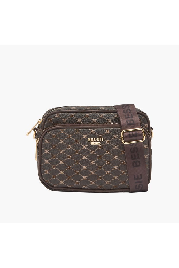 حقيبة كروس بطبعة Monogram مع حزام قابل للتعديل