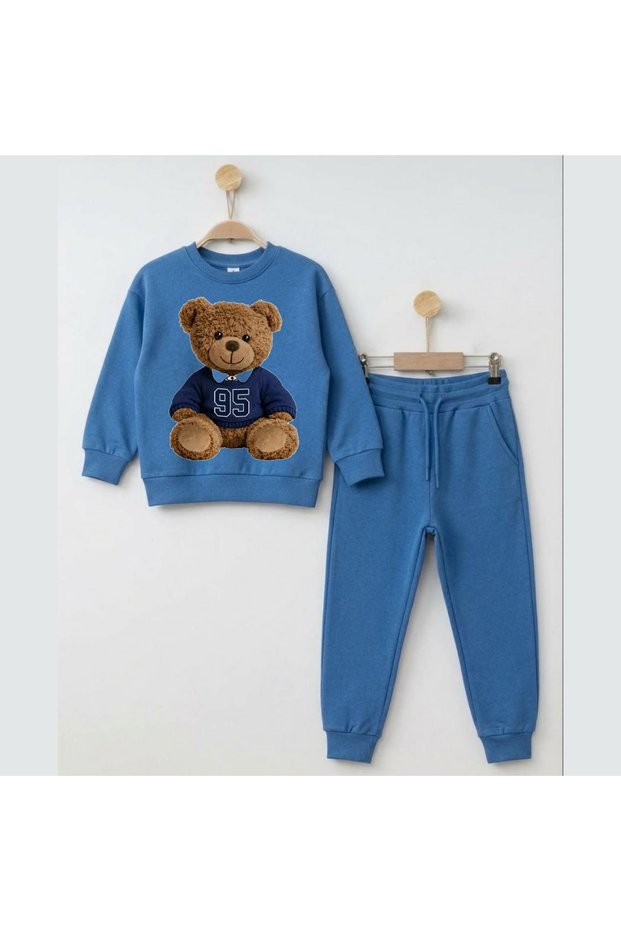 Team Sweatshirt Teddy Bear 95Printed Girls' and Boys' Crew Neck