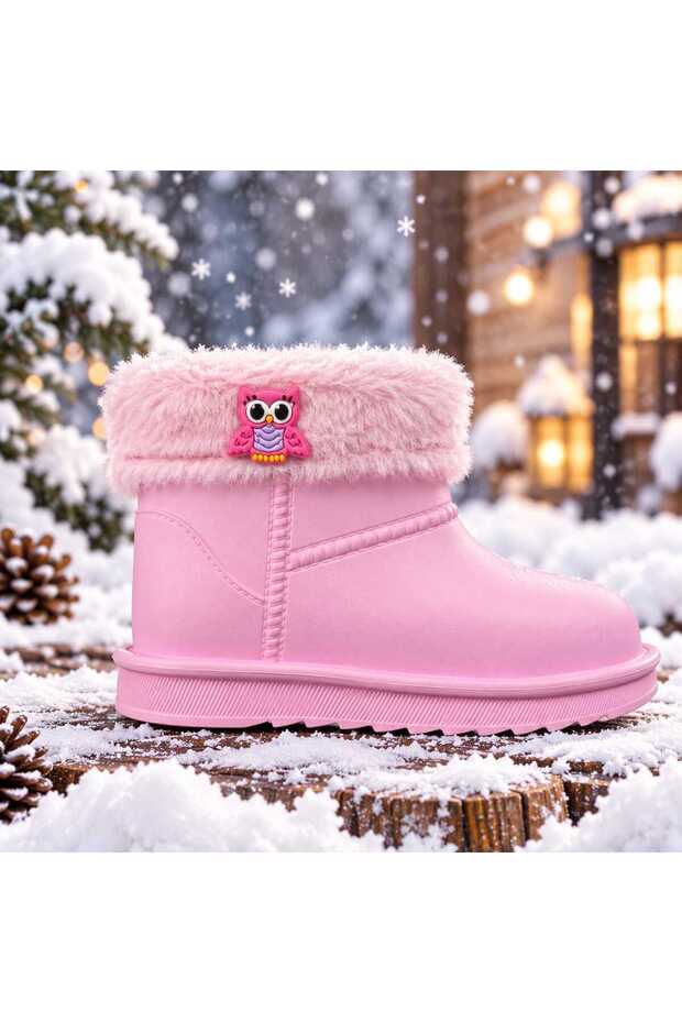 Light Pink Plush Furry Winter Boots Thick Soled Stylish Casual Cold Weather Boots