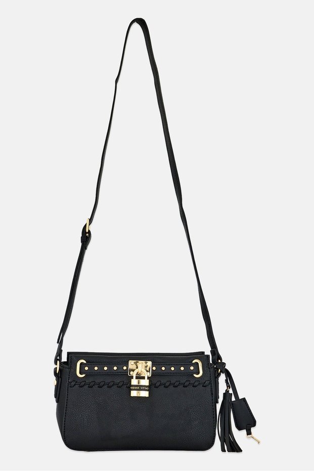Women Brand Logo Cross Body Bag, Black