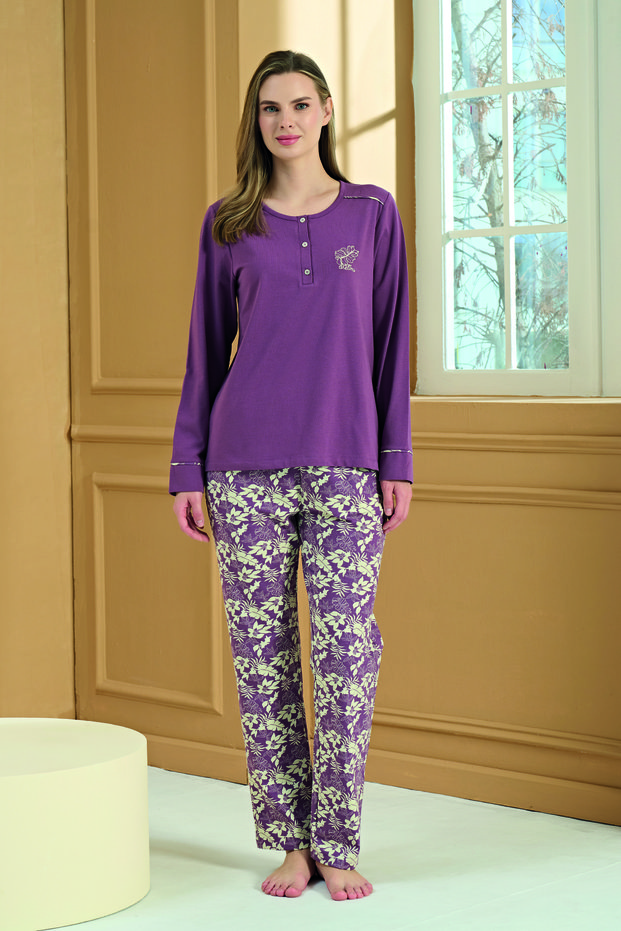 Women's Front Half Buttoned Soft Cotton Pajama Set