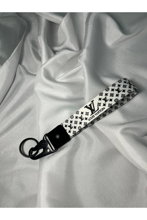 White with Black Pattern on the Top 19 cm Fabric Keyring Quality Auto-Moto Accessory 19cm Double-Sided Print