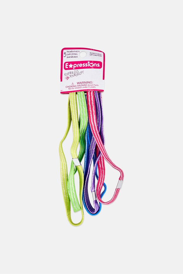 5 Pieces Metallic Headwraps, Multicolor