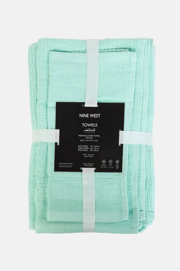 3 Pcs Textured Premium Bath Towel Set, Turquoise