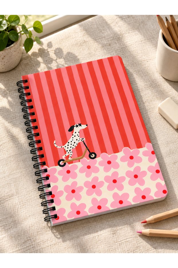 Cute Dog Spiral Oval Corner Notebook Ivory A5 Unlined 100 Sheets