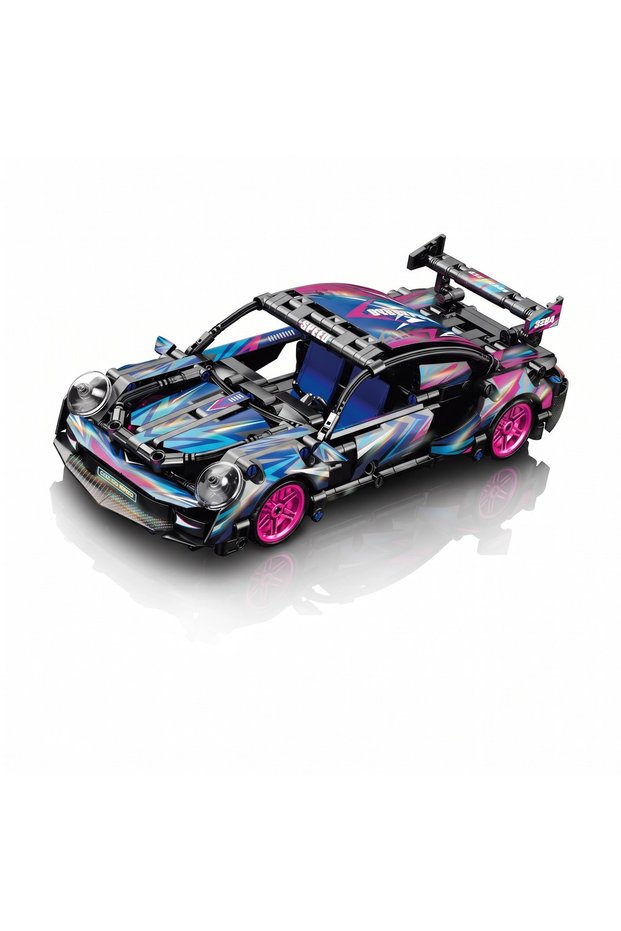 1:18 Pull-And-Go Building Block Racing Car Set with Container Box Cyberpunk 540 Pieces
