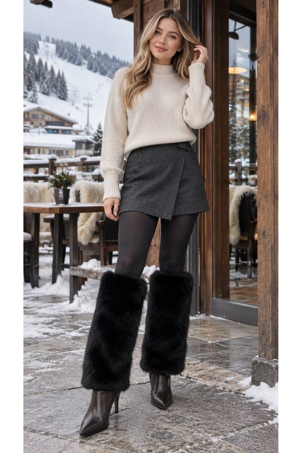 Black Lux Soft Textured Plush Women's Leggings