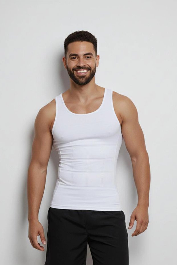 Marchè Bien Men's Athlete Corset Waist Chest Belly Toning Firming Corset 6050 White