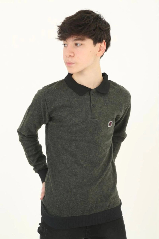Marchè Bien Children's Thessaloniki Collar Embroidered Sweater - Khaki