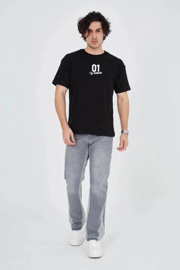 Men's Printed T-Shirt Short Sleeve Crew Neck Regular Fit Comfortable Fit Casual T-Shirt - Black