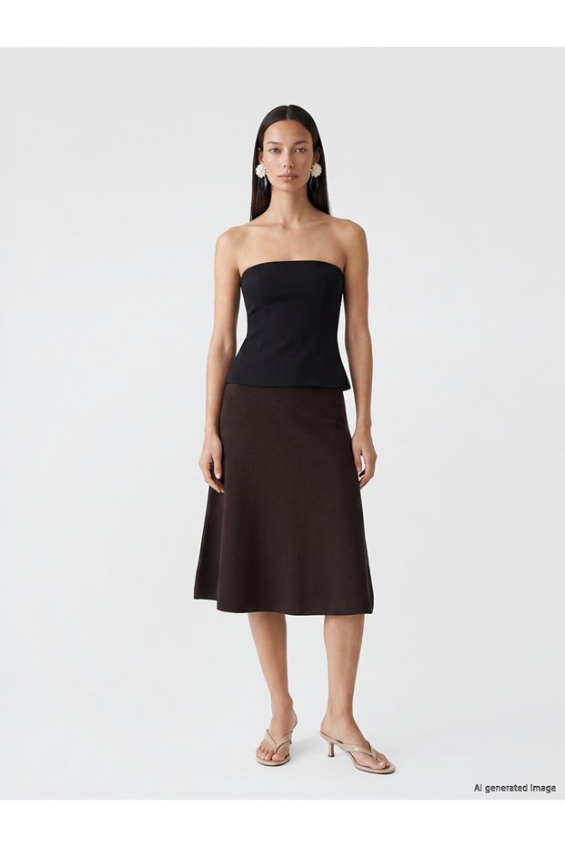 Vizyon New Season Elastic Waist Knitwear Skirt