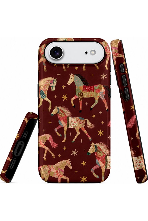 iPhone 17 Air Compatible - Fairy Tale Horses, Double Layer Cover, Glossy Surface Protective Case