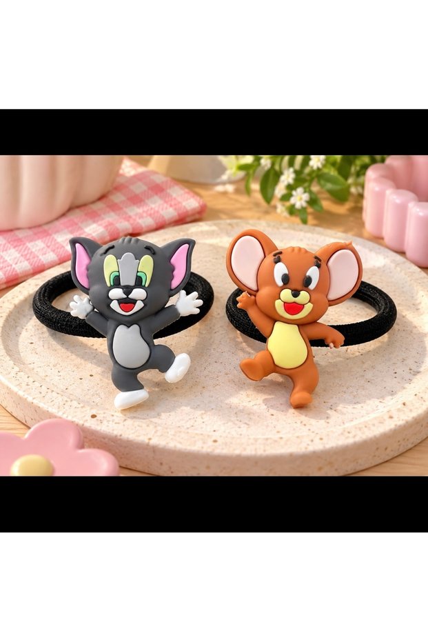 Tom and Jerry 2-Piece Children's Hair Tie Set with Figures