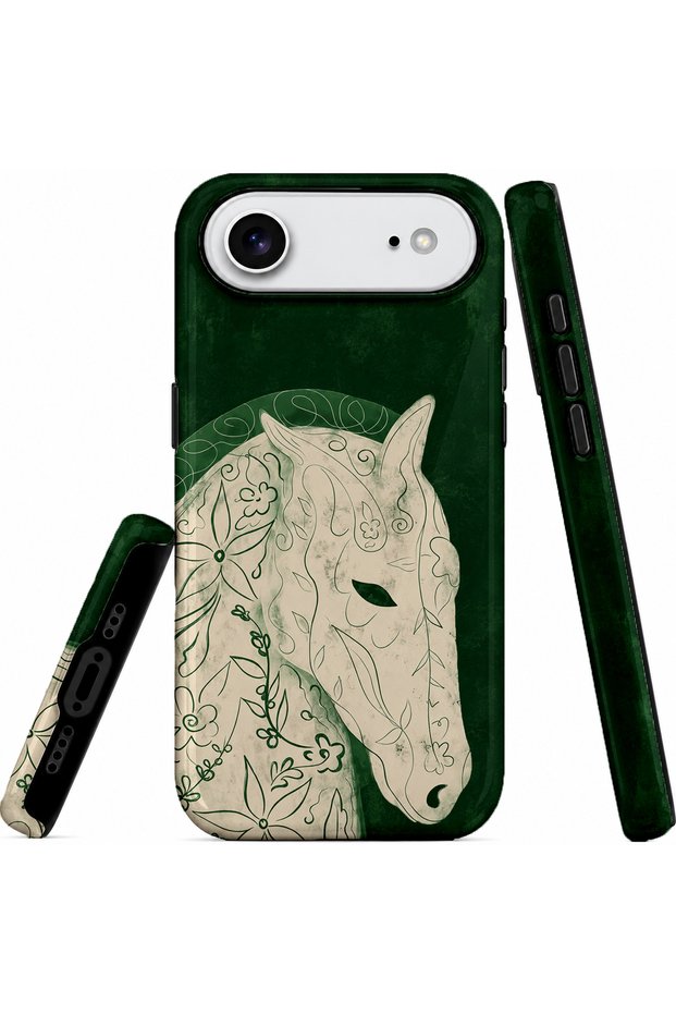 iPhone 17 Air Compatible - Floral Horse, Dual Layer Cover, Glossy Surface Protective Case