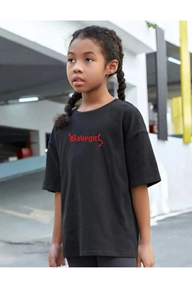 Children's Unisex Printed T-Shirt - Black