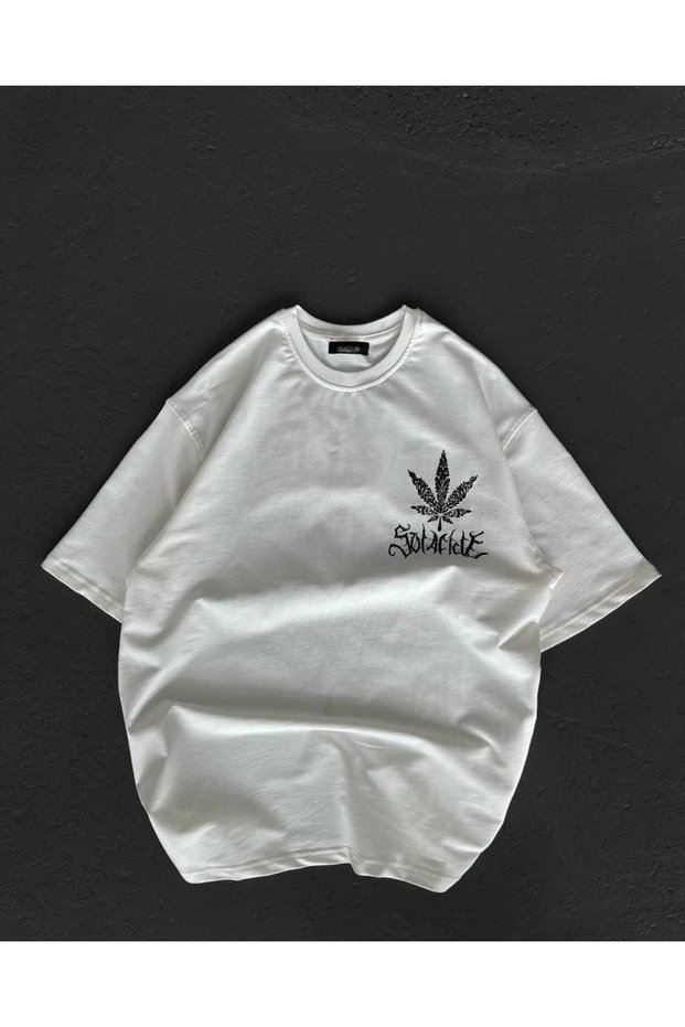 Women's Printed T-Shirt Short Sleeve Crew Neck Oversized Relaxed Fit Casual T-Shirt - White