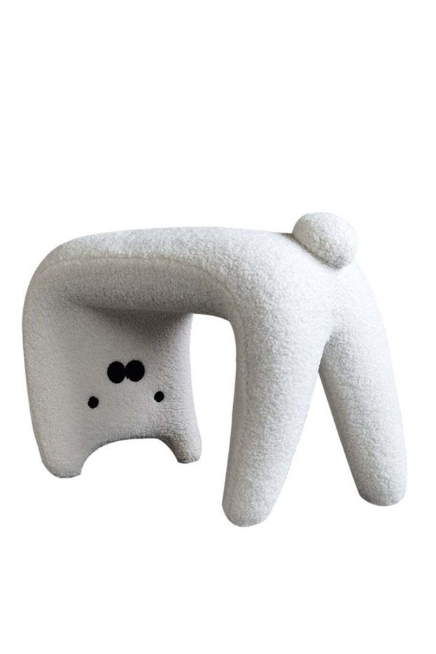 Stool, Kitten, 23.6"l x 17.7"h x 13.8"w, Dressing Chair, No Assembly, Premium Metal, Plush, Comfortable, for Porch, Cloakroom, Entrance