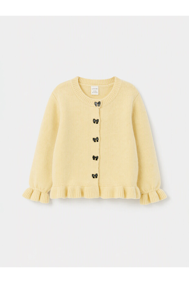 Two Mt Shop Quality Lcw Kids Yellow Knitwear Plain Girls' Cardigan