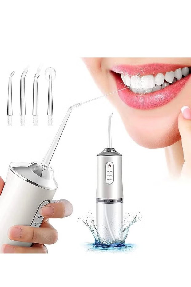 Cordless Water Flosser Toothbrush - 230mL Oral Irrigator with 4 Modes & 360° Nozzle (white)