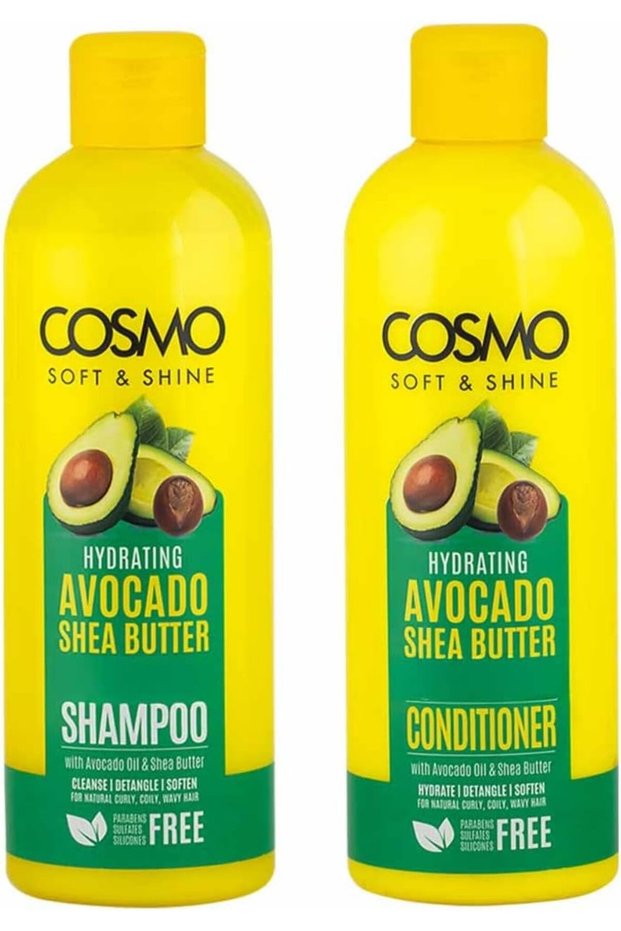 Cosmo Soft & Shine Avocado & Shea Butter Hair Care 2 Pieces Set | Hydrating Shampoo & Conditioner | For Dry & Damaged Hairs | Deep Cleansing, Nourishing, Revitalizing Formula | Sulfate & Paraben Free