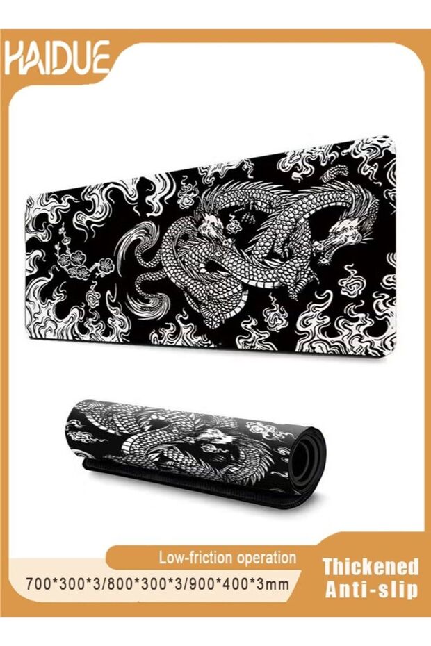 Dragon Anime Design Dual-Use Mousepad, Thickened Anti-Slip Rubber Base, High-Density Fiber Smooth Surface, XXL Precision Tracking Area, Dynamic Dragon Pattern Aesthetics