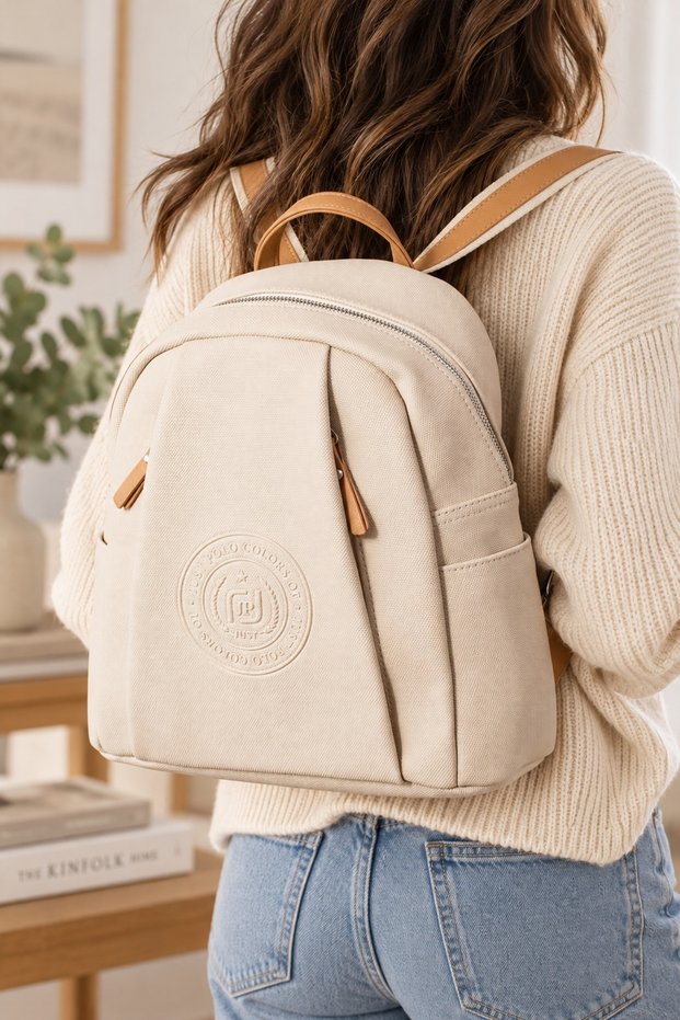 Cream 6026 Original Women's 9-Pocket Medium Size Backpack 31X29 cm