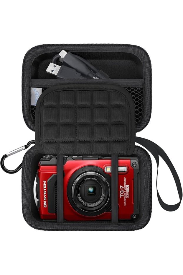 حافظة كاميرا لـ OM SYSTEM OLYMPUS Tough TG-7، لون وردي