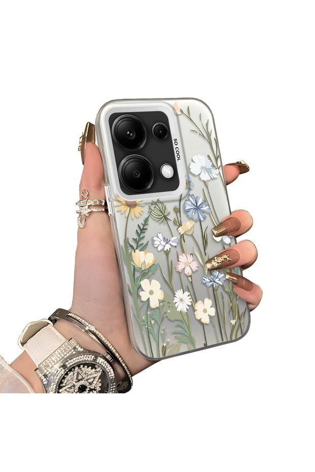 Poco M6 Pro 4g Compatible Retro Wild Flowers Patterned Phone Case Shockproof Case
