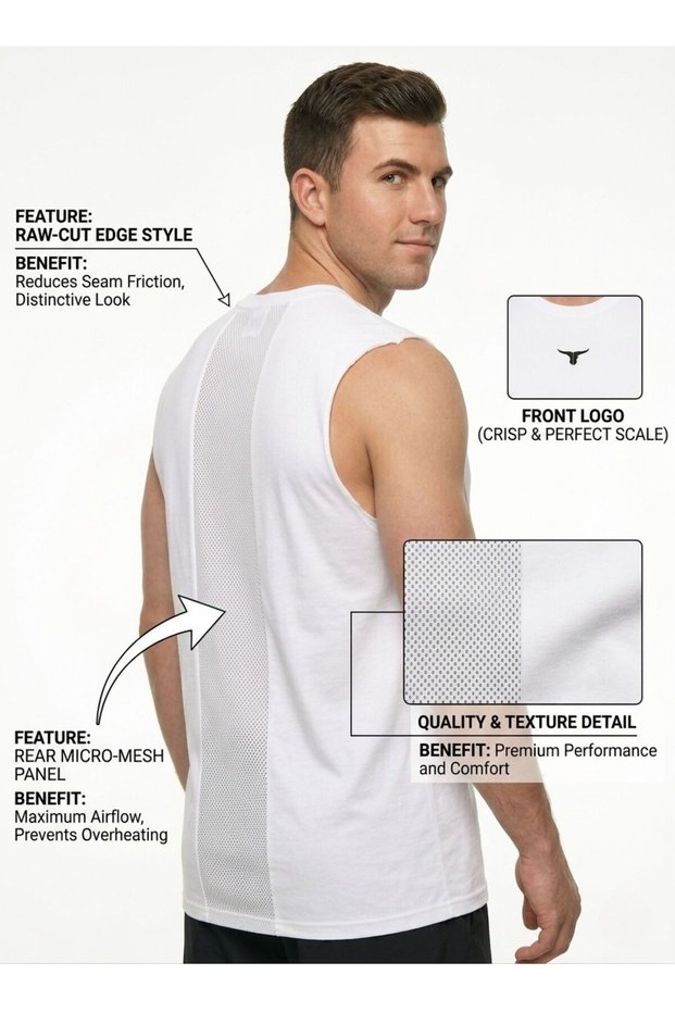 LiftRift Sleeveless Mens T-Shirt - White