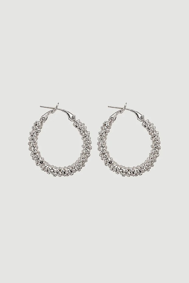 Ring Embossed Earrings - Silver