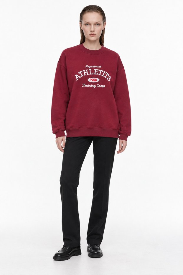 Women's embroidered lettering crew neck sweatshirt