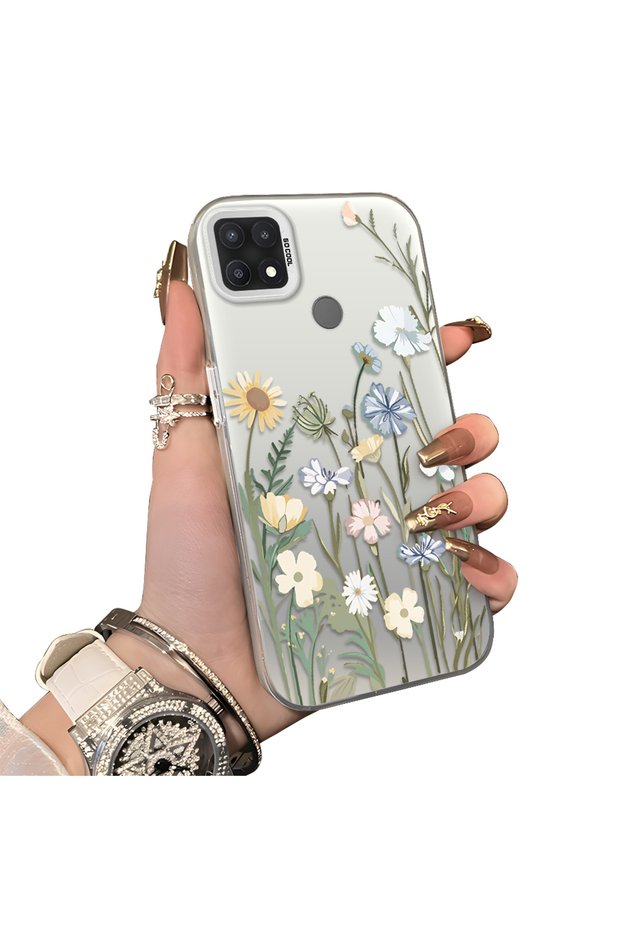 Oppo A15/A15S Compatible Retro Wild Flowers Patterned Phone Case Shockproof Case