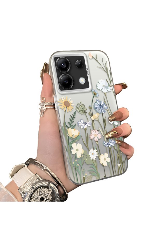 Poco X6 Compatible Retro Wild Flowers Patterned Phone Case Shockproof Case