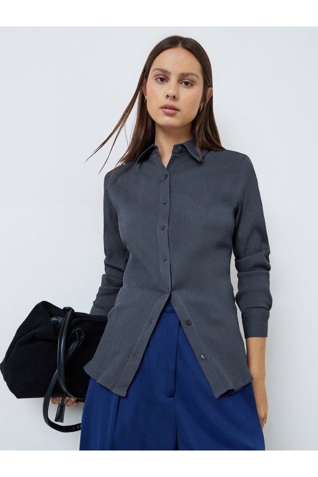 Grey Relaxed Fit Textured Shirt