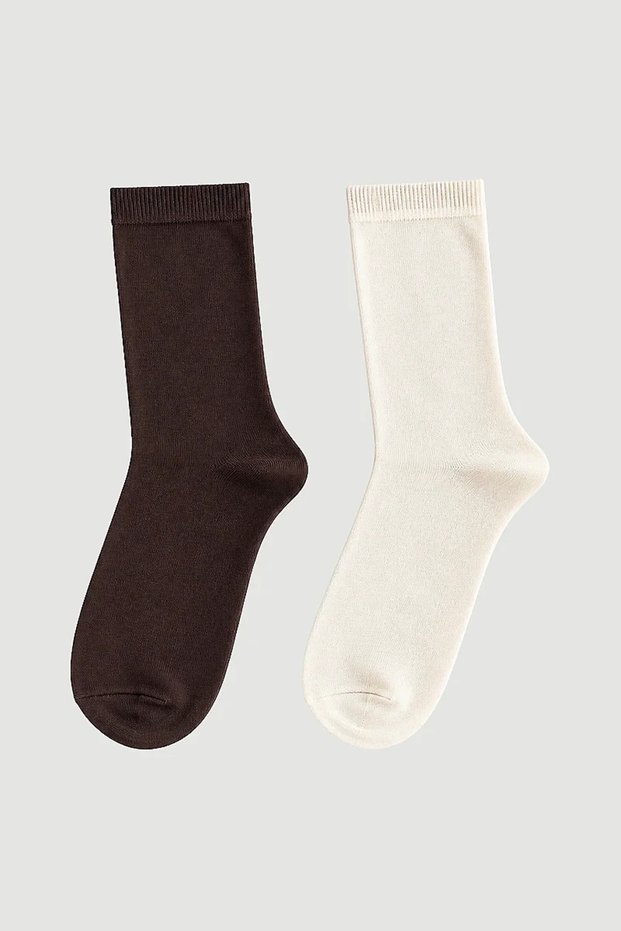 Set of 2 Bamboo Long Socks - Brownecru
